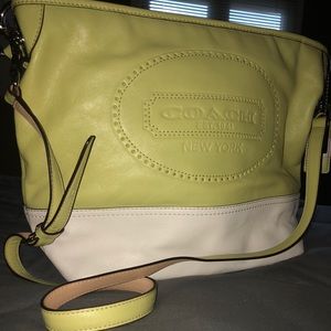 Light green and white coach purse, nearly new